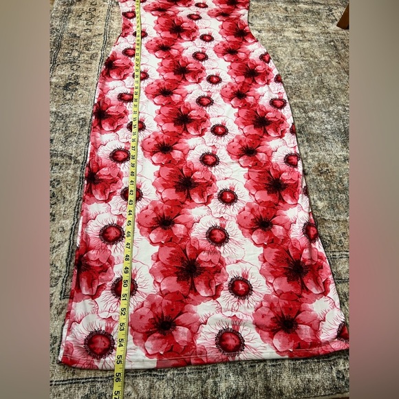 Rebdolls Womens Stephanie Knotted Sleeve Bodycon Floral Maxi Dress 1X Red Summer - Picture 13 of 16